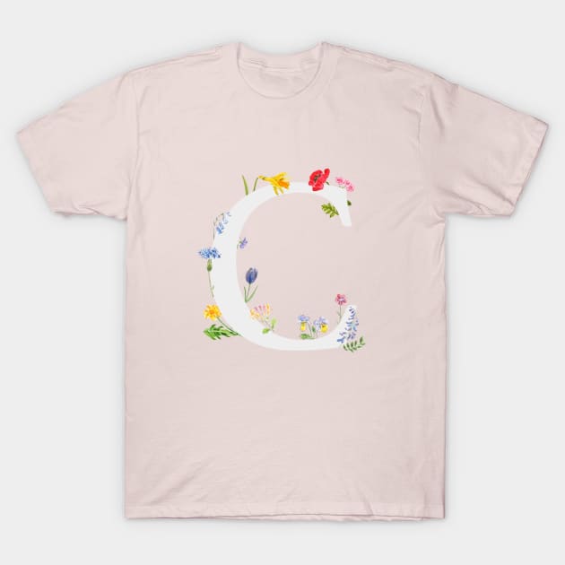 botanical monogram alphabet C wildflowers T-Shirt by colorandcolor